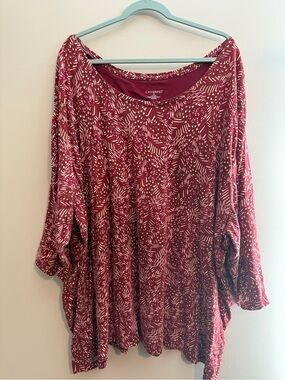 Catherines Maroon & White Printed Scoop Neck Tunic